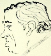 Docento Jono Bulotos draugiškas šaržas. 1973 metai. Piešė Apolinaras Juodpusis